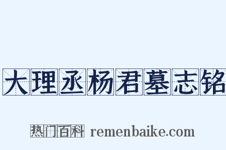 大理丞杨君墓志铭是什么意思的图片